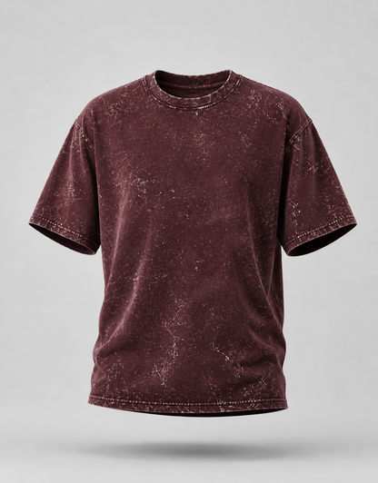 Unisex Acid Washed Oversized Tee - Maroon