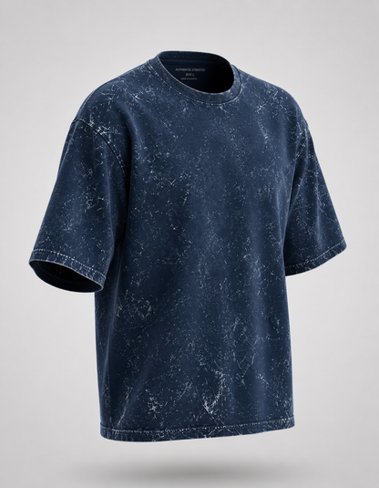 Unisex Acid Washed Oversized Tee - Navy Blue