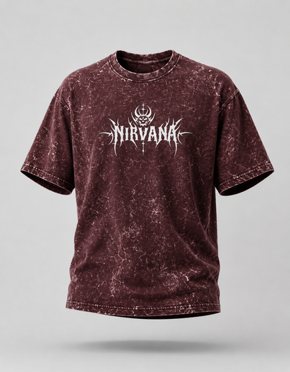 Nirvana Skull Sigil Unisex Acid Washed Oversized Tee