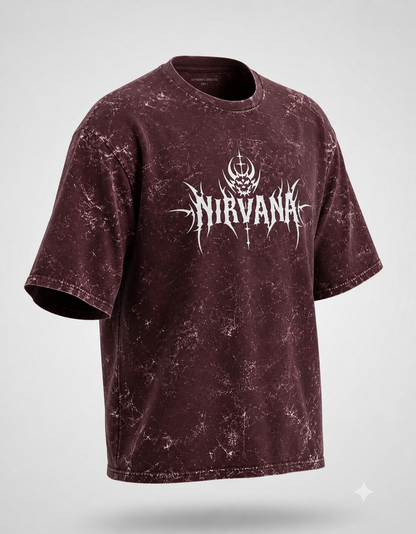 Nirvana Skull Sigil Unisex Acid Washed Oversized Tee