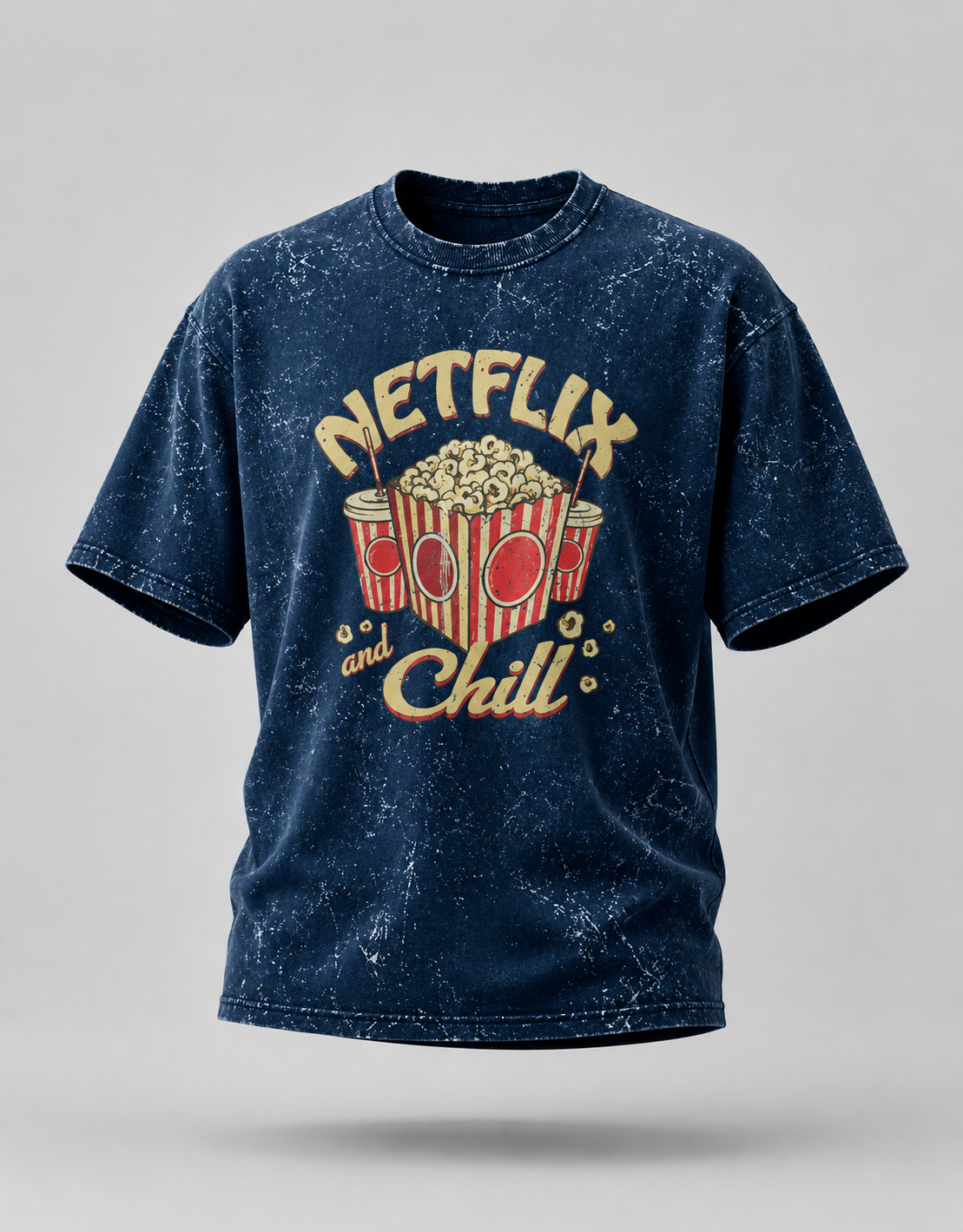 Netflix and Chill Unisex Acid Wash Oversized T-Shirt