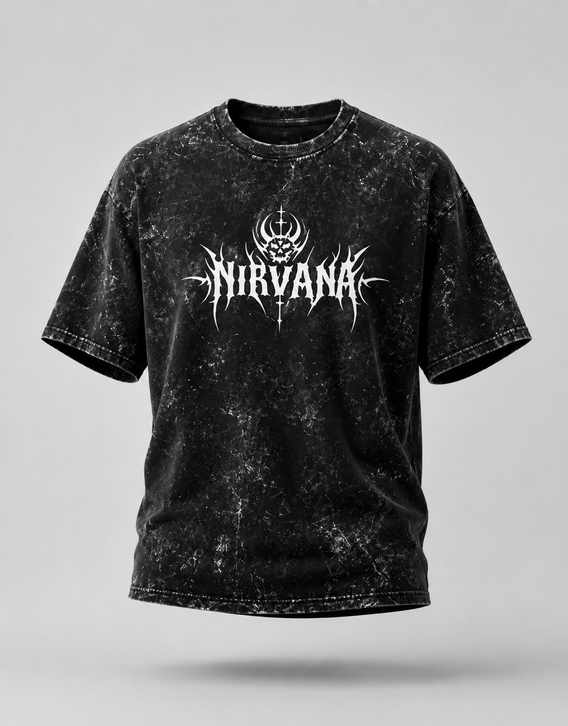 Nirvana Skull Sigil Unisex Acid Washed Oversized Tee