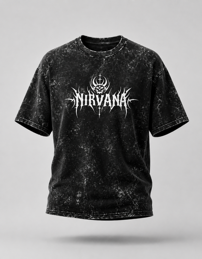 Nirvana Skull Sigil Unisex Acid Washed Oversized Tee