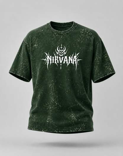 Nirvana Skull Sigil Unisex Acid Washed Oversized Tee