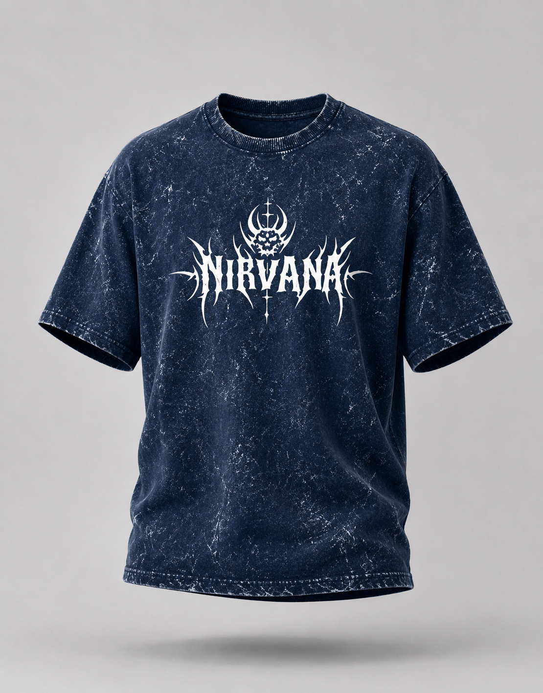 Nirvana Skull Sigil Unisex Acid Washed Oversized Tee