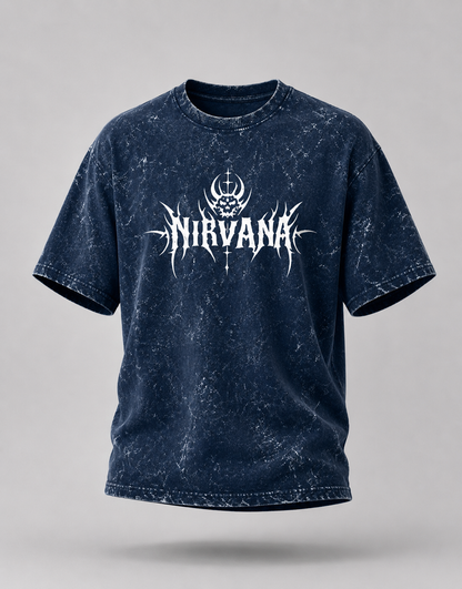 Nirvana Skull Sigil Unisex Acid Washed Oversized Tee