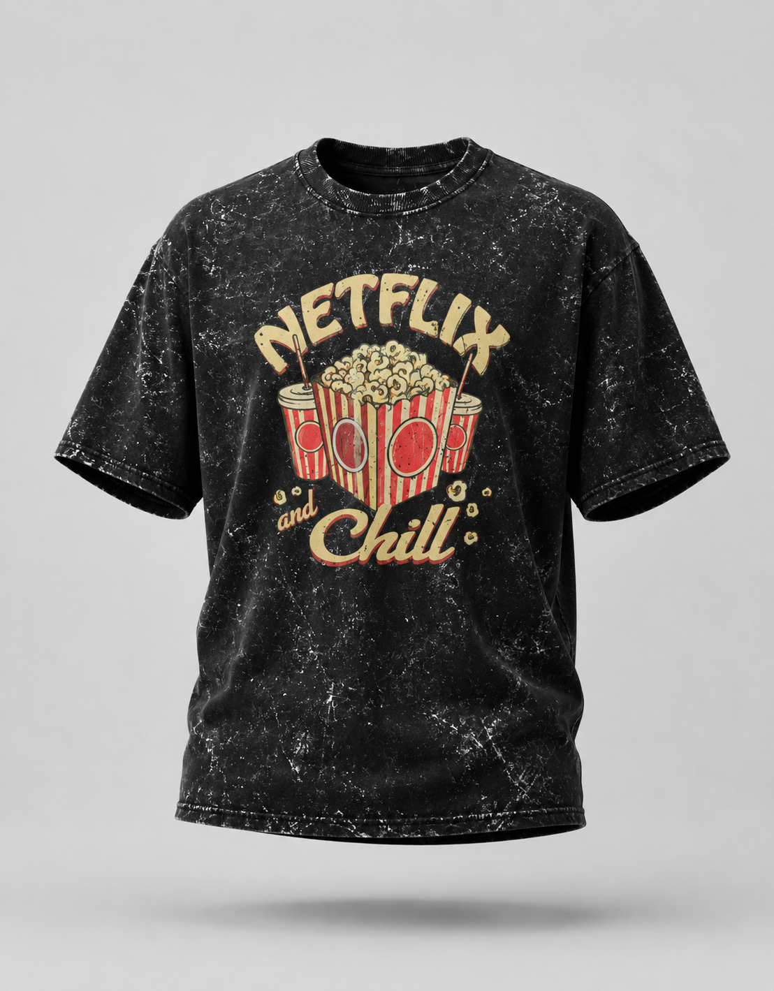 Netflix and Chill Unisex Acid Wash Oversized T-Shirt