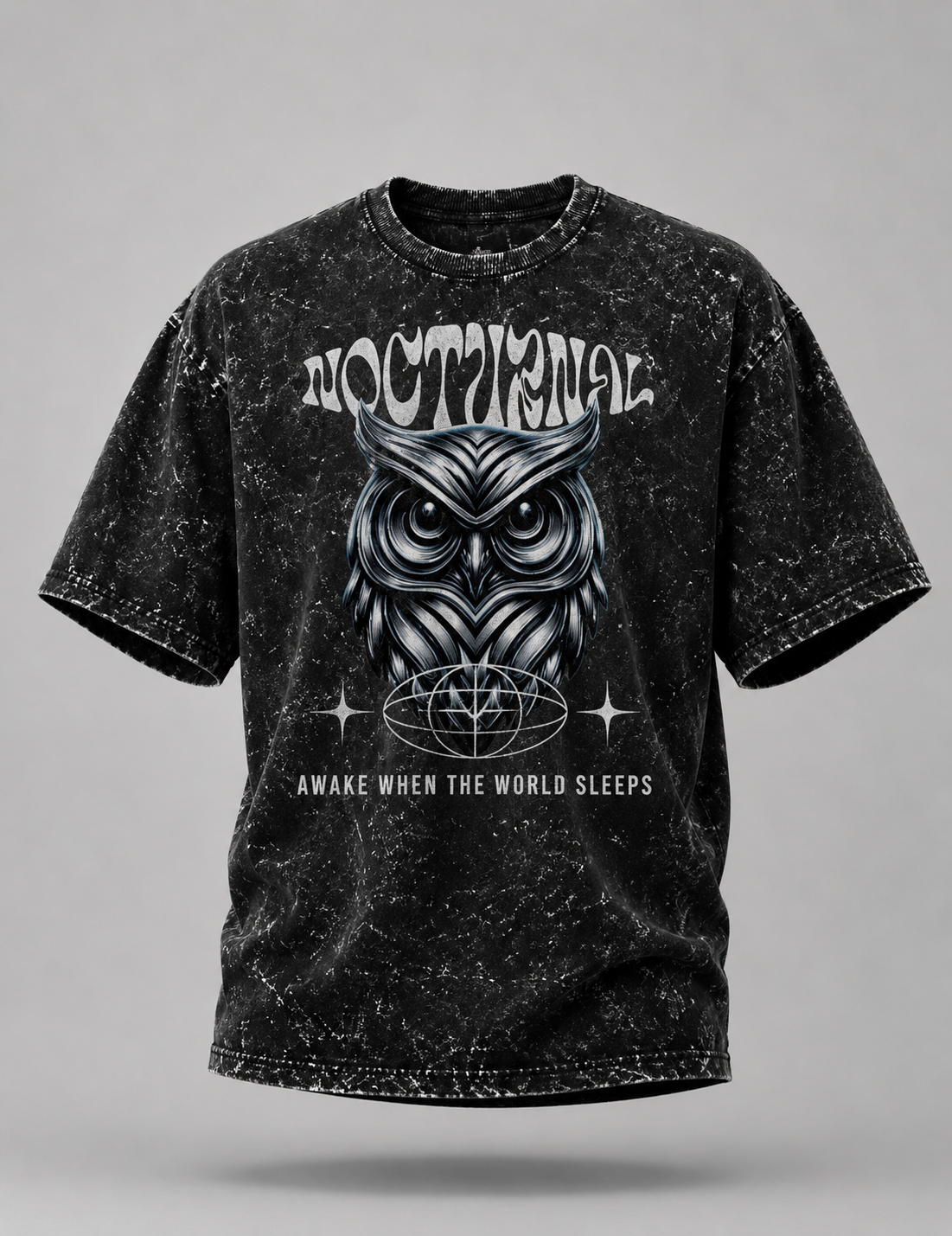 Nocturnal Owl Unisex Acid Washed Oversized T-Shirt