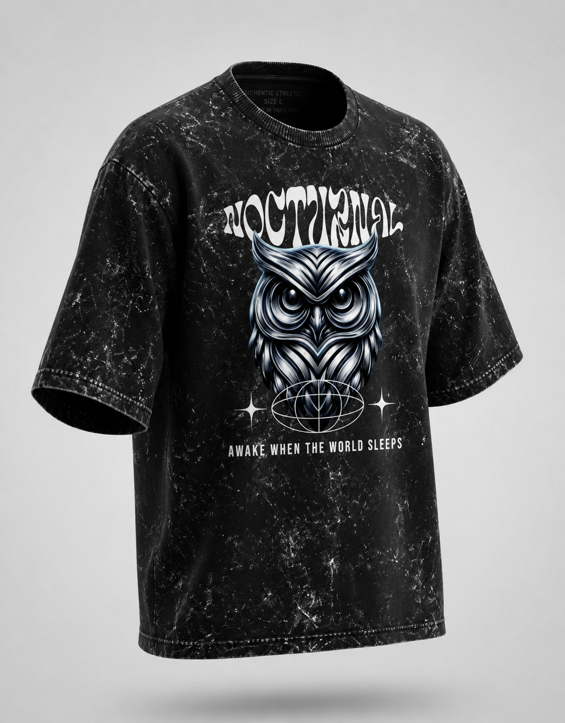 Nocturnal Owl Unisex Acid Washed Oversized T-Shirt