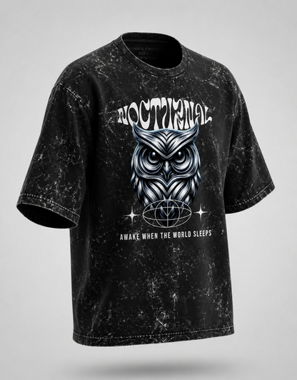 Nocturnal Owl Unisex Acid Washed Oversized T-Shirt