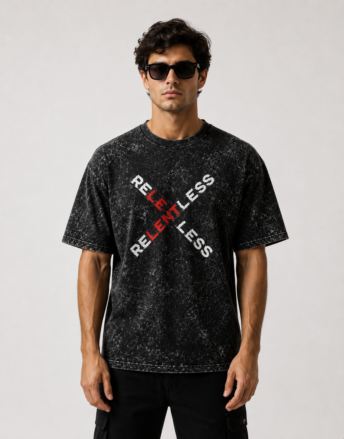 Relentless Unisex Acid Washed Oversized Tee