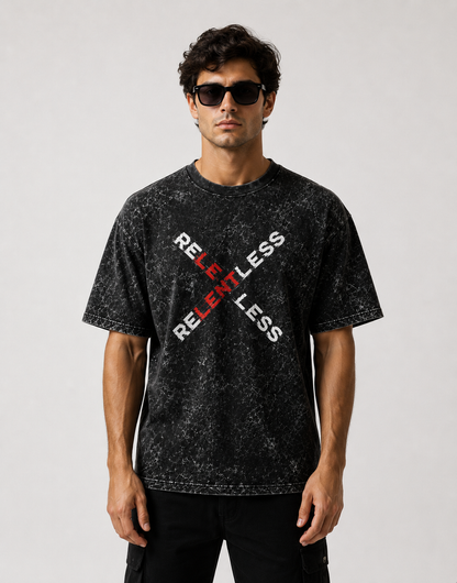 Relentless Unisex Acid Washed Oversized Tee