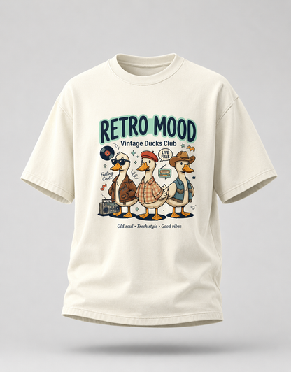Retro Mood Vintage Ducks Club Oversized T-Shirt