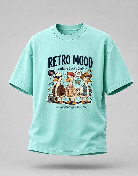 Retro Mood Vintage Ducks Club Oversized T-Shirt