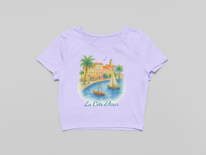 La Côte d’Azur Watercolor Crop Top