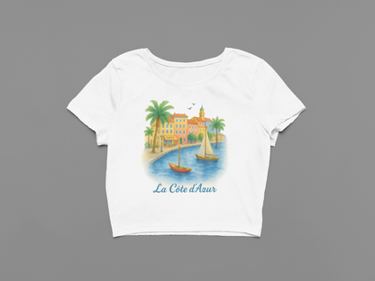 La Côte d’Azur Watercolor Crop Top
