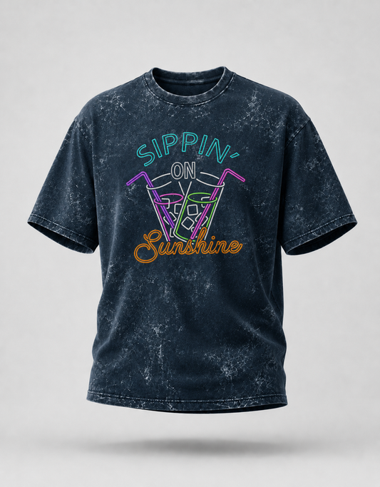 Sipping on Sunshine Unisex Acid Washed Oversized Tee