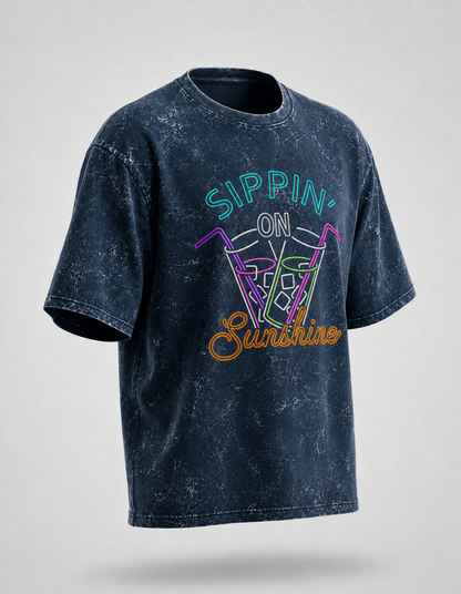 Sipping on Sunshine Unisex Acid Washed Oversized Tee