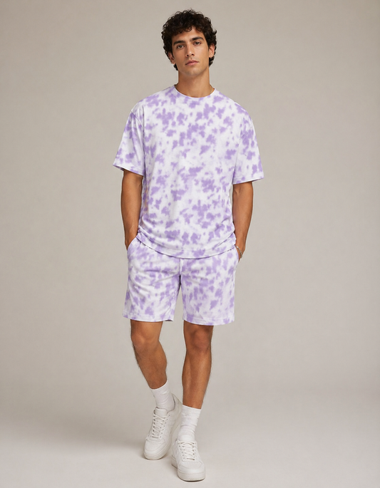 Lavender Unisex Tie Dye Shorts