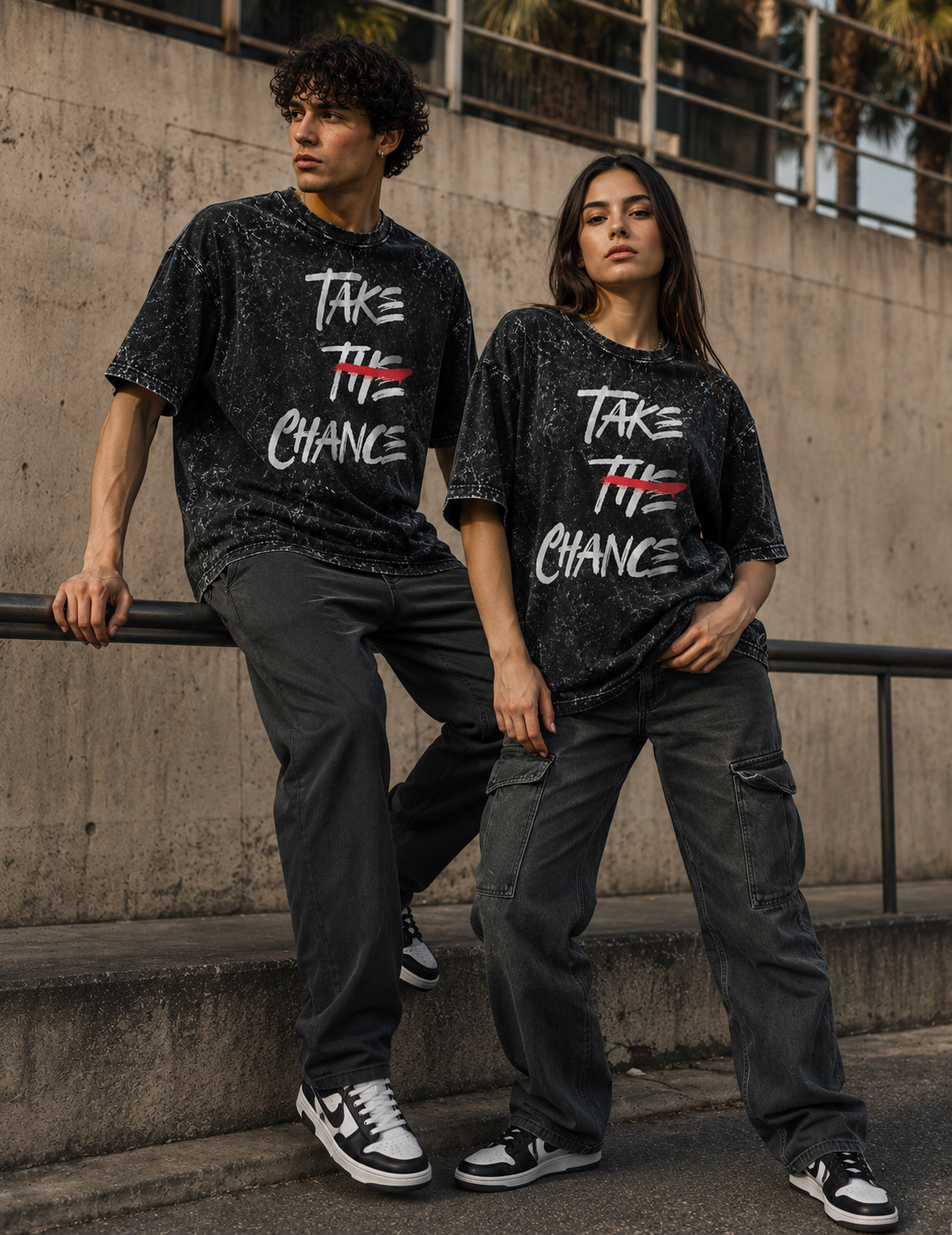 Take The Chance Unisex Acid Washed Oversized Tee
