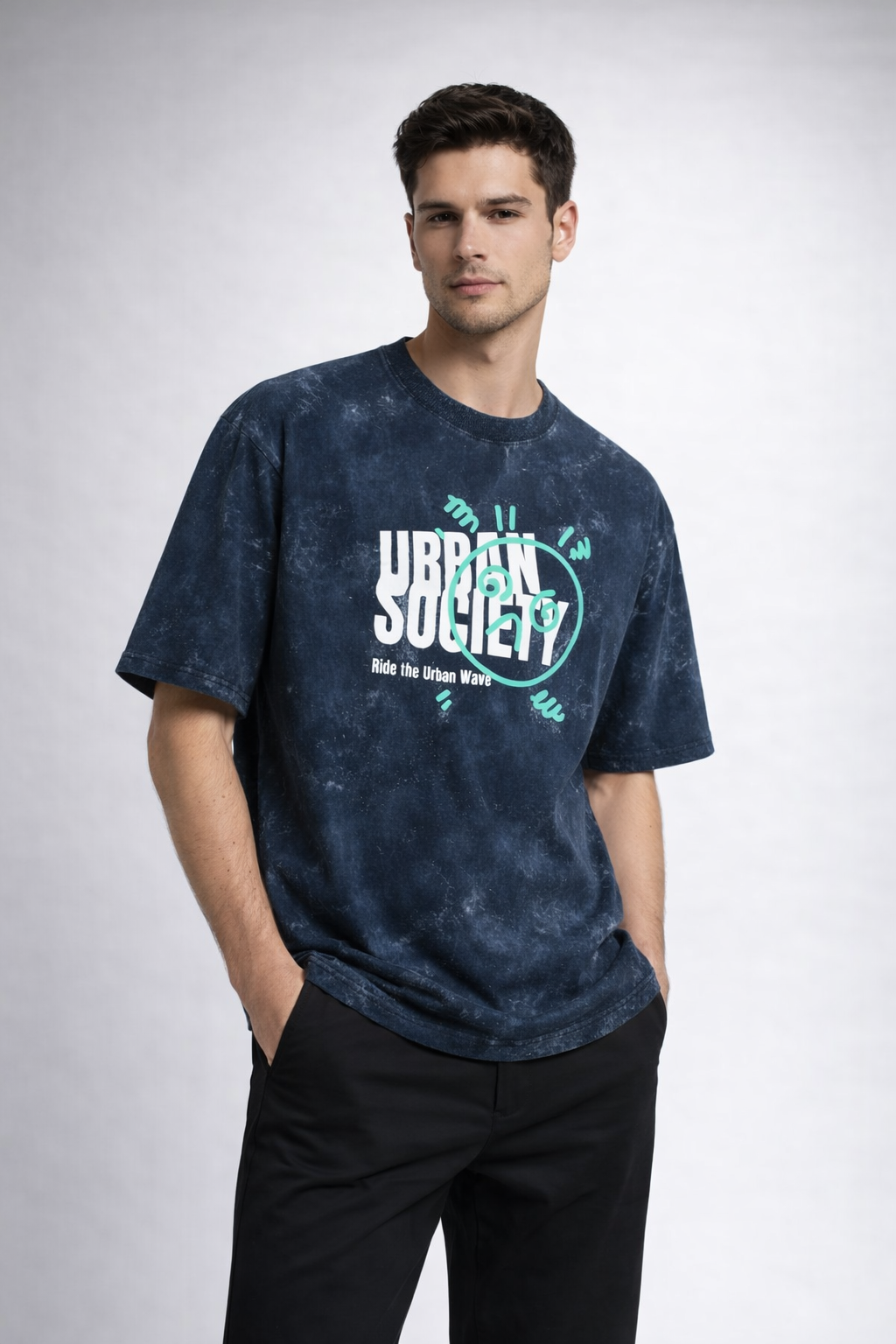 Urban Society Unisex Acid Washed Oversized Tee