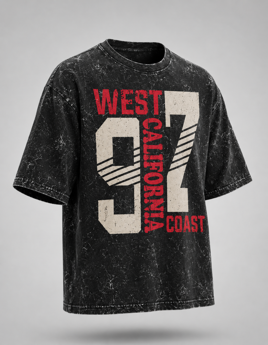 West California 97 Coast Unisex Acid Washed Oversized Tee