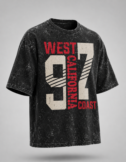 West California 97 Coast Unisex Acid Washed Oversized Tee